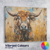 Rustic Highland Cow Textured Palette Knife Painting Canvas Wall Art Print Decor Picture Ready to Hang