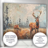 Autumn Woodland Red Deer Wildlife Painting Canvas Wall Art Print Decor Picture Ready to Hang