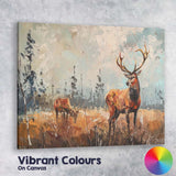 Autumn Woodland Red Deer Wildlife Painting Canvas Wall Art Print Decor Picture Ready to Hang