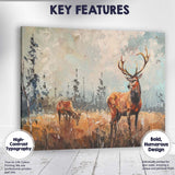 Autumn Woodland Red Deer Wildlife Painting Canvas Wall Art Print Decor Picture Ready to Hang