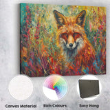 Vibrant Red Fox Wildflower Meadow Portrait Canvas Wall Art Print Decor Picture Ready to Hang