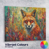 Vibrant Red Fox Wildflower Meadow Portrait Canvas Wall Art Print Decor Picture Ready to Hang