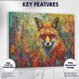 Vibrant Red Fox Wildflower Meadow Portrait Canvas Wall Art Print Decor Picture Ready to Hang