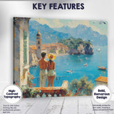 Mediterranean Coastal Village Romantic Seaside Landscape Painting Canvas Wall Art Print Decor Picture Ready to Hang