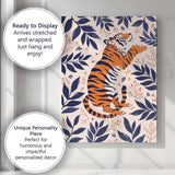 Scandinavian Tiger Botanical Jungle Illustration Canvas Wall Art Print Decor Picture Ready to Hang