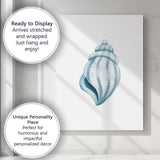 Soft Blue Watercolour Spiral Seashell Coastal Illustration Canvas Wall Art Print Decor Picture Ready to Hang