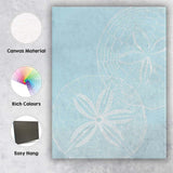 Minimalist White Sand Dollar Coastal Beach Illustration Canvas Wall Art Print Decor Picture Ready to Hang