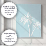 Minimalist White Tropical Palm Trees Coastal Silhouette Canvas Wall Art Print Decor Picture Ready to Hang