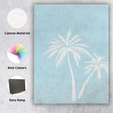 Minimalist White Tropical Palm Trees Coastal Silhouette Canvas Wall Art Print Decor Picture Ready to Hang