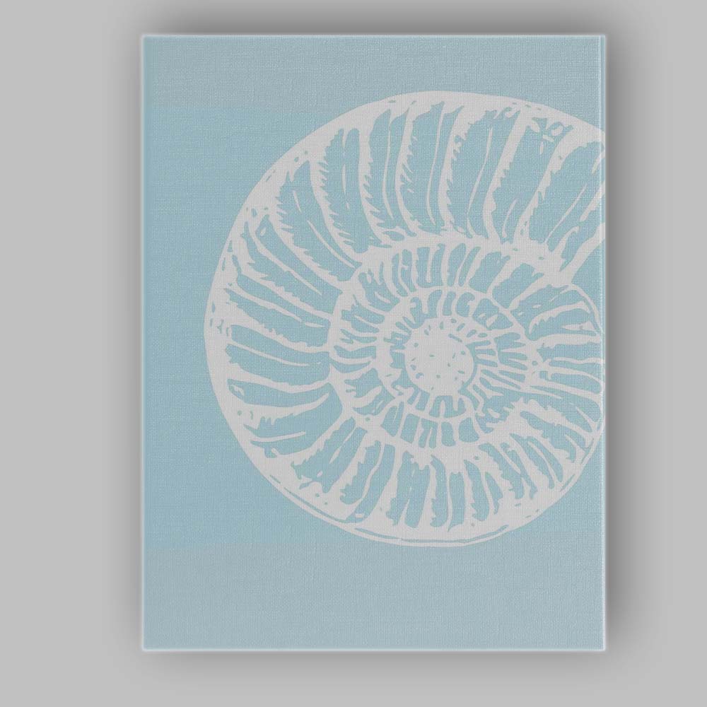 Minimalist White Nautilus Shell Coastal Fossil Illustration Canvas Wall Art Print Decor Picture Ready to Hang