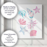 Pastel Watercolour Seashell Starfish Coral Collection Canvas Wall Art Print Decor Picture Ready to Hang