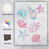 Pastel Watercolour Seashell Starfish Coral Collection Canvas Wall Art Print Decor Picture Ready to Hang