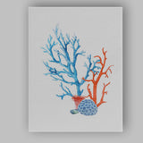 Blue and Coral Watercolour Reef Marine Botanical Canvas Wall Art Print Decor Picture Ready to Hang