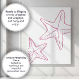 Minimalist Pink Starfish Coastal Line Art Canvas Wall Art Print Decor Picture Ready to Hang