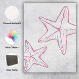 Minimalist Pink Starfish Coastal Line Art Canvas Wall Art Print Decor Picture Ready to Hang