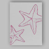 Minimalist Pink Starfish Coastal Line Art Canvas Wall Art Print Decor Picture Ready to Hang