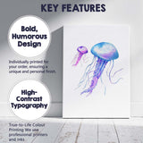 Purple Blue Watercolour Jellyfish Ocean Marine Illustration Canvas Wall Art Print Decor Picture Ready to Hang