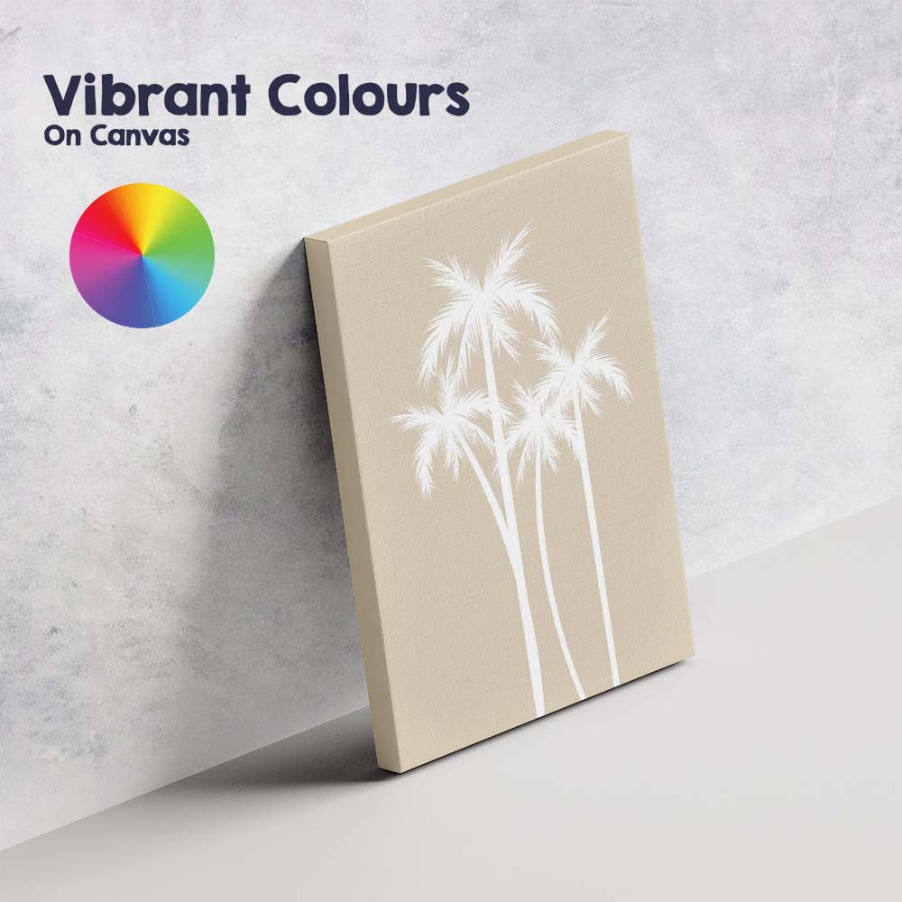 Minimal Tropical Palm Trees Neutral Coastal Illustration Canvas Wall Art Print Decor Picture Ready to Hang