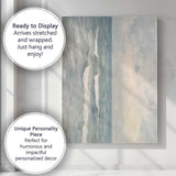 Soft Blue Grey Abstract Coastal Seascape Textured Painting Canvas Wall Art Print Decor Picture Ready to Hang