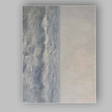 Minimal Blue Grey Abstract Coastal Horizon Textured Painting Canvas Wall Art Print Decor Picture Ready to Hang