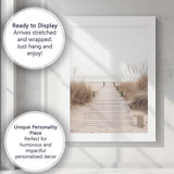 Neutral Coastal Boardwalk Through Sand Dunes Photography Canvas Wall Art Print Decor Picture Ready to Hang
