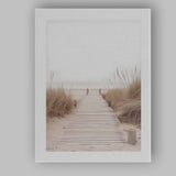 Neutral Coastal Boardwalk Through Sand Dunes Photography Canvas Wall Art Print Decor Picture Ready to Hang