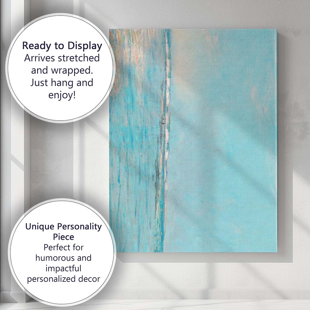 Minimal Turquoise Abstract Coastal Horizon Textured Painting Canvas Wall Art Print Decor Picture Ready to Hang