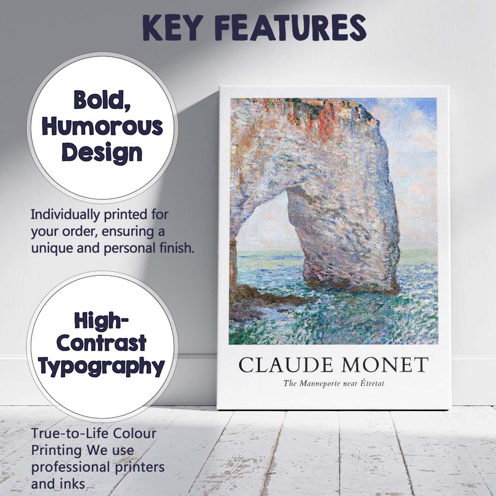 Claude Monet Manneporte Etretat Coastal Arch Impressionist Canvas Wall Art Print Decor Picture Ready to Hang