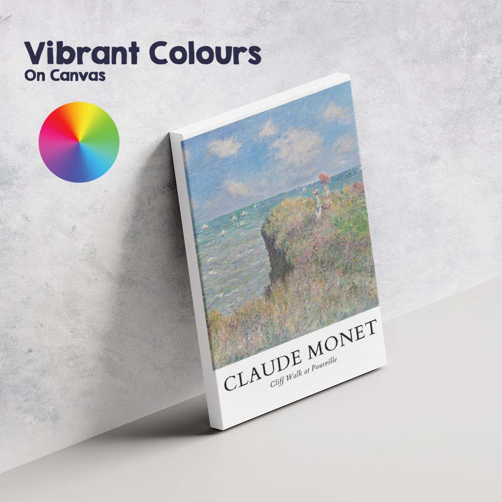 Claude Monet Cliff Walk Coastal Wildflowers Impressionist Canvas Wall Art Print Decor Picture Ready to Hang