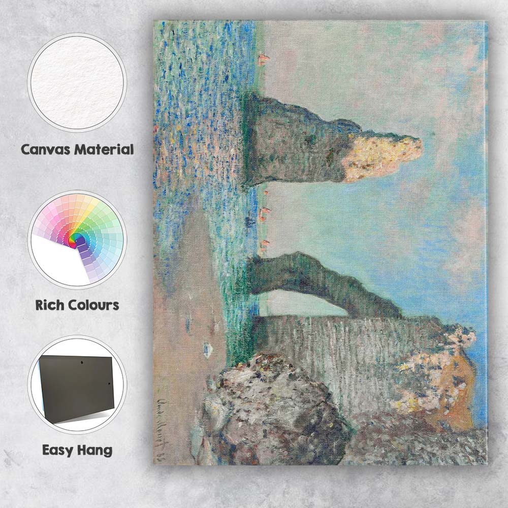 Claude Monet Etretat Sea Cliffs and Natural Arch Impressionist Canvas Wall Art Print Decor Picture Ready to Hang