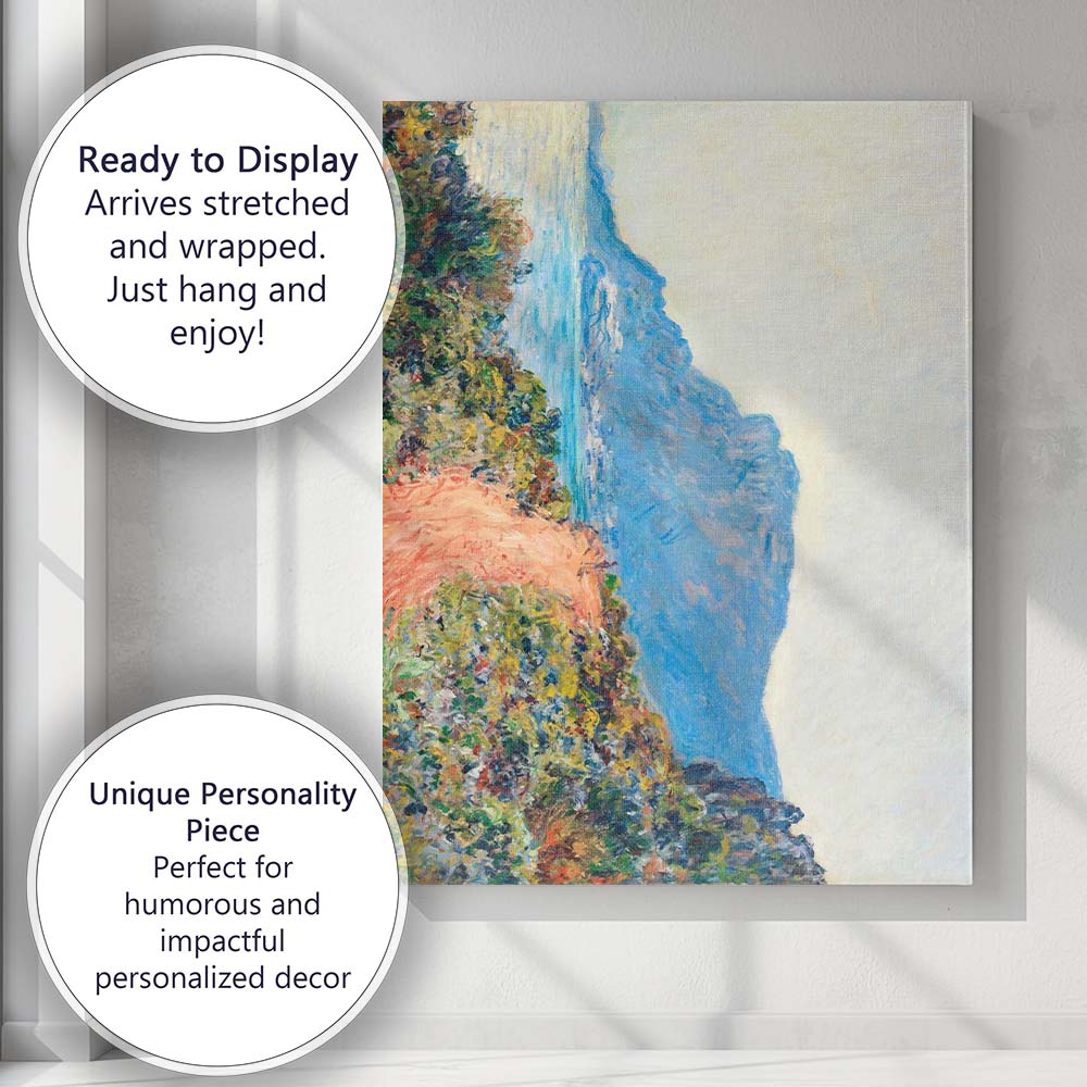 Claude Monet Coastal Cliff Path Wildflower Landscape Impressionist Canvas Wall Art Print Decor Picture Ready to Hang