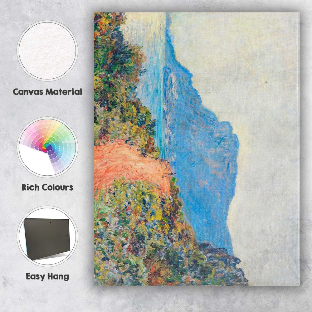 Claude Monet Coastal Cliff Path Wildflower Landscape Impressionist Canvas Wall Art Print Decor Picture Ready to Hang