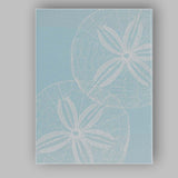Coastal Sand Dollar Seashell Sketch on Soft Blue Background Canvas Wall Art Print Decor Picture Ready to Hang