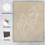 Minimalist Coastal Seashell Sketch on Warm Sand Background Canvas Wall Art Print Decor Picture Ready to Hang