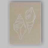 Minimalist Coastal Seashell Sketch on Warm Sand Background Canvas Wall Art Print Decor Picture Ready to Hang