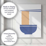 Minimalist Ramen Noodle Bowl Chopsticks Japanese Food Illustration Canvas Wall Art Print Decor Picture Ready to Hang