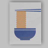 Minimalist Ramen Noodle Bowl Chopsticks Japanese Food Illustration Canvas Wall Art Print Decor Picture Ready to Hang