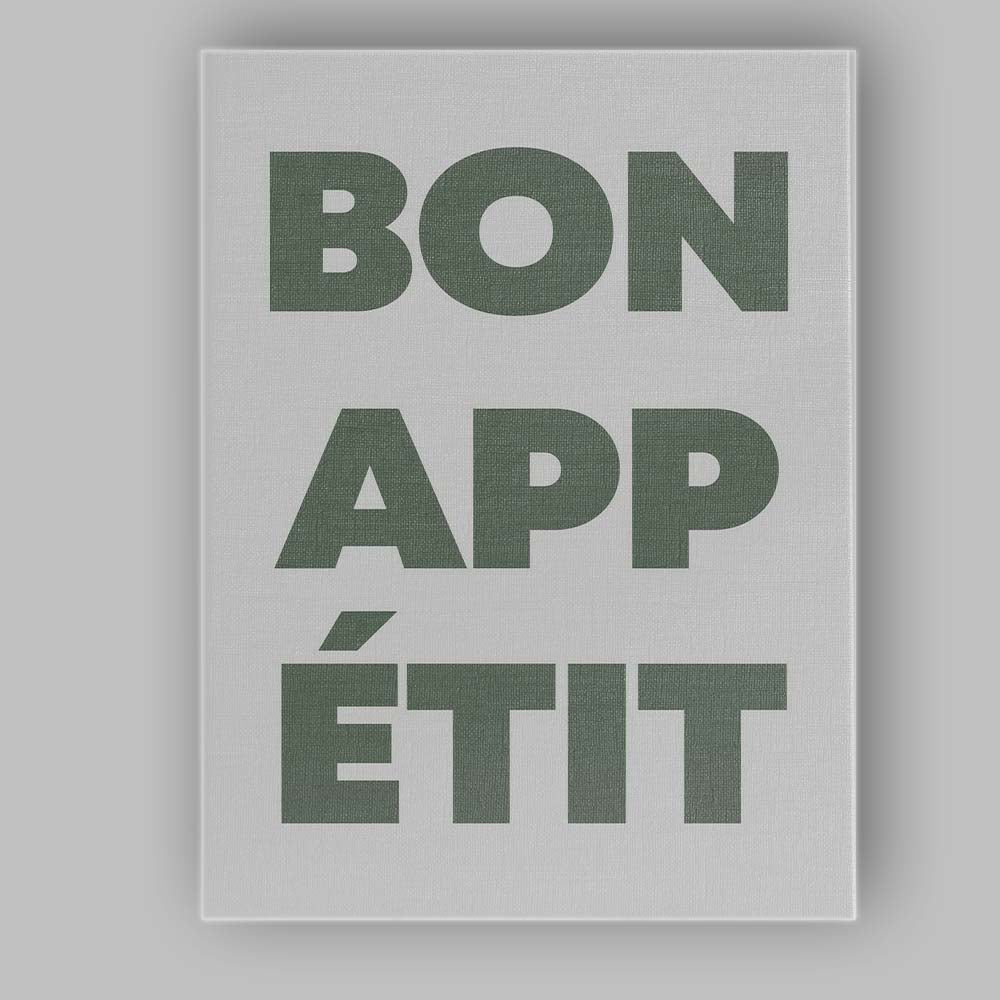 Minimalist Bon Appetit Sage Green Typography Kitchen Quote Canvas Wall Art Print Decor Picture Ready to Hang