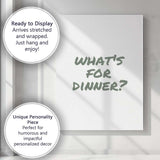 Whats For Dinner Sage Green Hand Lettered Kitchen Quote Canvas Wall Art Print Decor Picture Ready to Hang