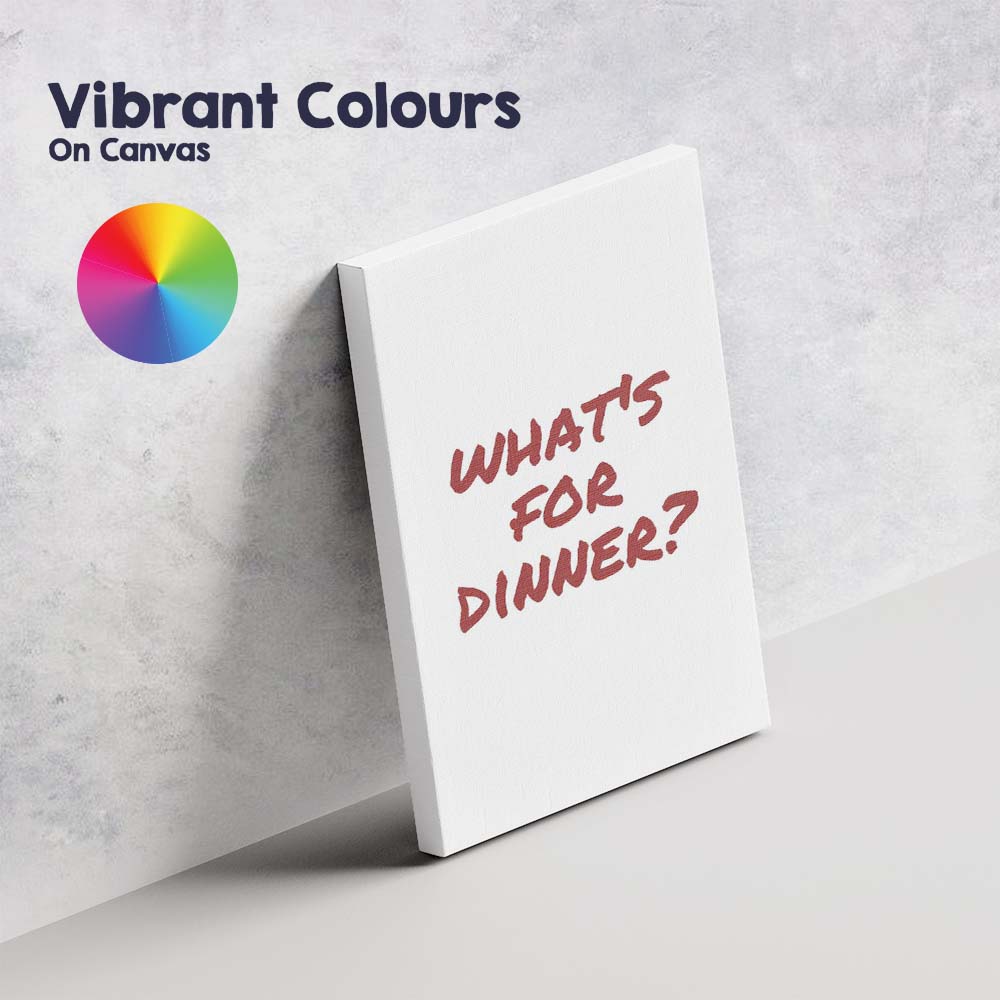 Minimalist Whats For Dinner Dark Red Hand Lettered Kitchen Quote Canvas Wall Art Print Decor Picture Ready to Hang