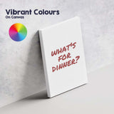 Minimalist Whats For Dinner Dark Red Hand Lettered Kitchen Quote Canvas Wall Art Print Decor Picture Ready to Hang