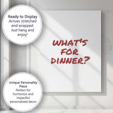 Minimalist Whats For Dinner Dark Red Hand Lettered Kitchen Quote Canvas Wall Art Print Decor Picture Ready to Hang