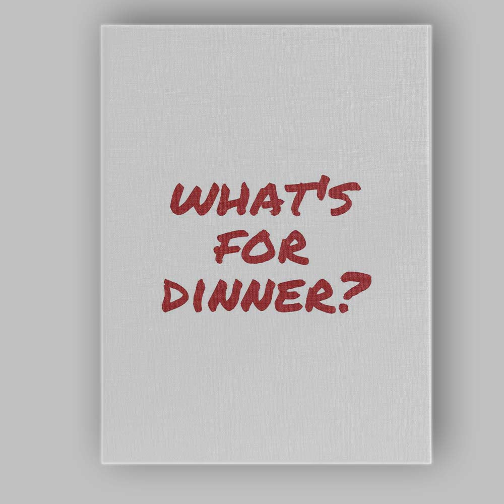 Minimalist Whats For Dinner Dark Red Hand Lettered Kitchen Quote Canvas Wall Art Print Decor Picture Ready to Hang