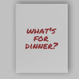 Minimalist Whats For Dinner Dark Red Hand Lettered Kitchen Quote Canvas Wall Art Print Decor Picture Ready to Hang