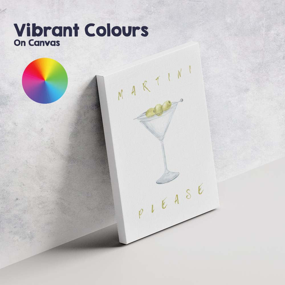 Watercolour Martini Cocktail Olive Glass Minimalist Bar Art Canvas Wall Art Print Decor Picture Ready to Hang