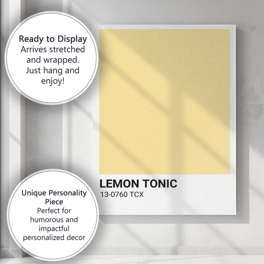 Lemon Tonic Soft Yellow Colour Block Minimalist Poster Canvas Wall Art Print Decor Picture Ready to Hang