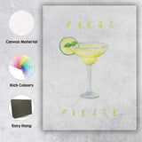 Watercolour Margarita Cocktail Citrus Drink Minimalist Bar Art Canvas Wall Art Print Decor Picture Ready to Hang