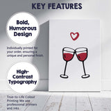Minimalist Clinking Red Wine Glasses Love Illustration Canvas Wall Art Print Decor Picture Ready to Hang