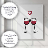 Minimalist Clinking Red Wine Glasses Love Illustration Canvas Wall Art Print Decor Picture Ready to Hang