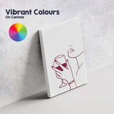 Minimalist Line Art Woman Holding Red Wine Glass Canvas Wall Art Print Decor Picture Ready to Hang